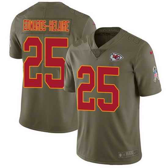 Nike Chiefs 25 Clyde Edwards Helaire Olive Men Stitched NFL Limited 2017 Salute To Service Jersey